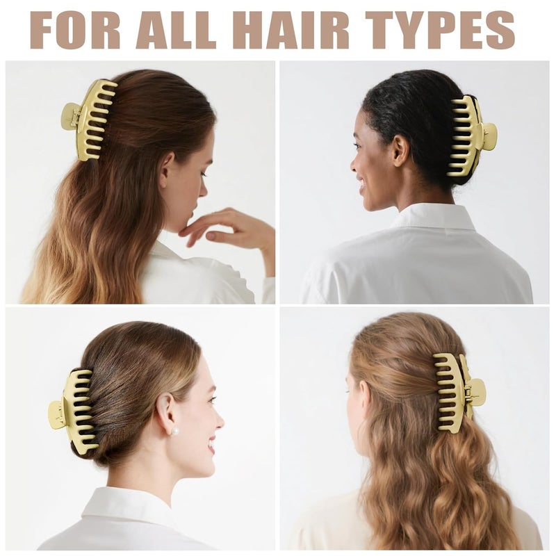 TOCESS Hair Claw Clips for Women - 8PK Large Neutral Matte Jumbo Hair Clips for Thick, Thin, Long, Short, Curly Hair Girls, Big Jaw Clip Set for Daily Use (Lemon Yellow) - Image 5